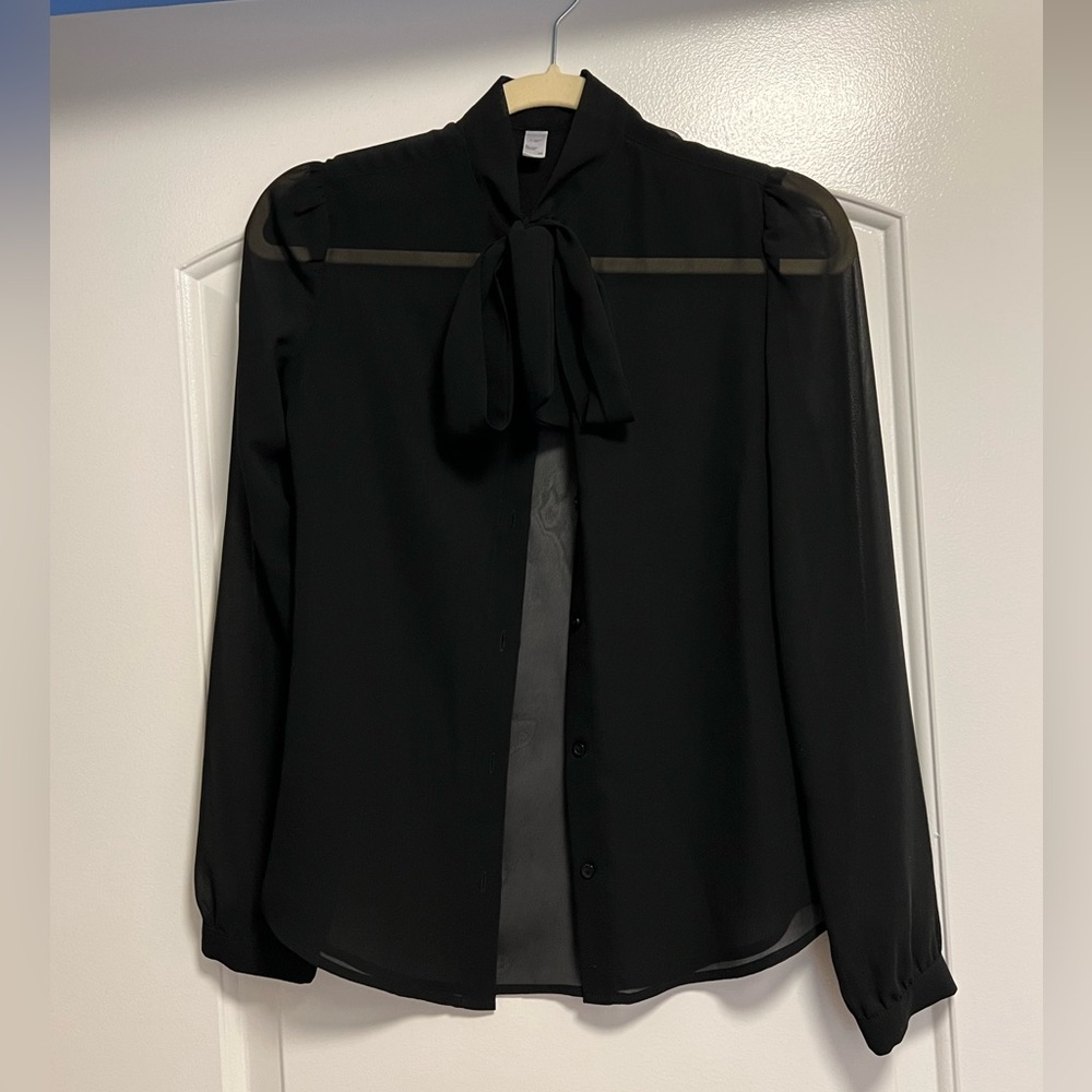 American Apparel sheer top w/ tie detail